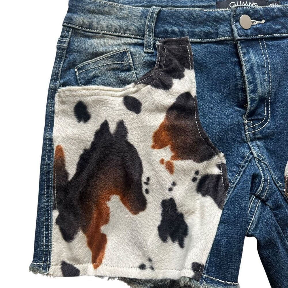 Glimms New York Jeans Natural Leather Shorts Genuine Cowhide Shorts SZ 30 #2505 - Picture 2 of 15
